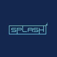 Splash brand text simple logo design template on blue background, suitable for your design, brand, company, and etc vector