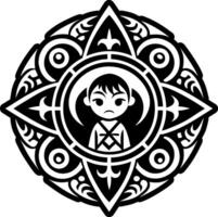 Polynesian kid icon in solid style vector