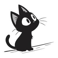 a black cat with a white face and eyes vector