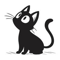 a black cat with a white face and a black nose vector
