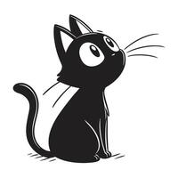 a black cat with a white background and a black cat with a big eyes vector