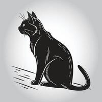 a black cat with a black tail and the word quot a quot on it vector
