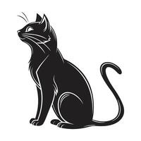 a black cat with a black tail that says cat vector