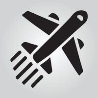Black Airplane Icon Against a Light Gray Background vector