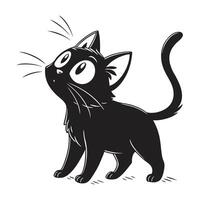 a black cat with a tag that says quot cat quot vector