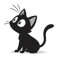 a black cat with a white background and a black cat with a big eyes vector