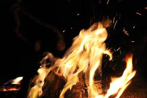 Fire Flames With A Black Background. photo