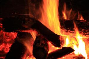 Fire Flames With A Black Background. photo