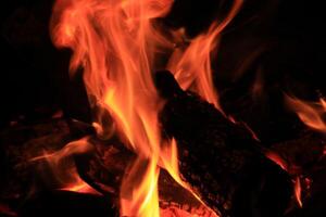 Fire Flames With A Black Background. photo