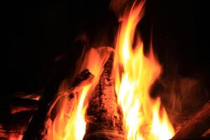 Fire Flames With A Black Background. photo