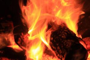 Fire Flames With A Black Background. photo