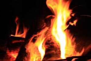 Fire Flames With A Black Background. photo