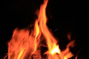 Fire Flames With A Black Background. photo