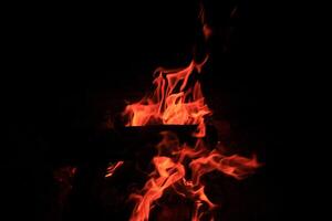 Fire Flames With A Black Background. photo
