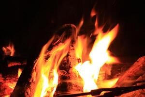 Fire Flames With A Black Background. photo