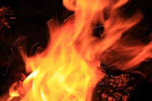 Fire Flames With A Black Background. photo