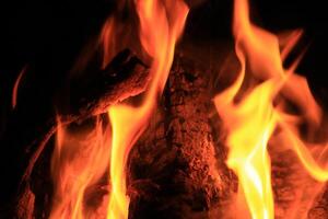 Fire Flames With A Black Background. photo