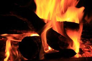Fire Flames With A Black Background. photo