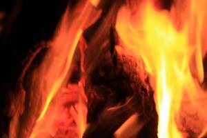 Fire Flames With A Black Background. photo