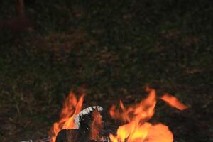 Fire Flames With A Black Background. photo