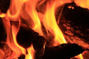 Fire Flames With A Black Background. photo