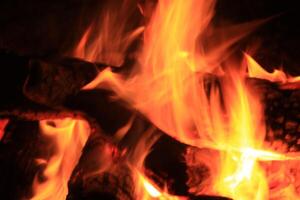 Fire Flames With A Black Background. photo