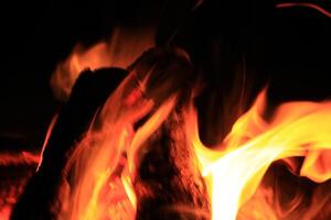 Fire Flames With A Black Background. photo