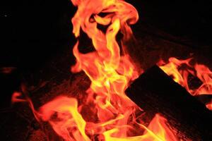 Fire Flames With A Black Background. photo