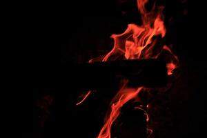 Fire Flames With A Black Background. photo