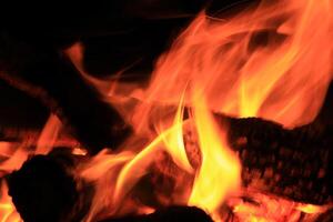 Fire Flames With A Black Background. photo