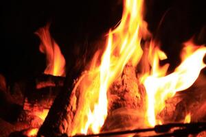 Fire Flames With A Black Background. photo