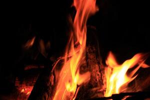 Fire Flames With A Black Background. photo