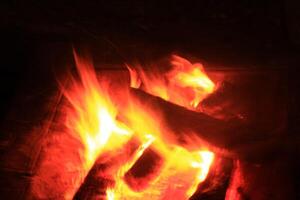Fire Flames With A Black Background. photo