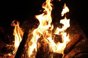 Fire Flames With A Black Background. photo