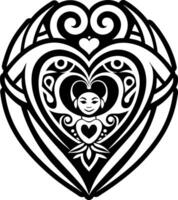 Polynesian heart icon in filled style vector