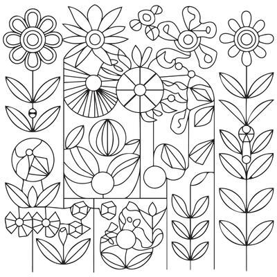 Groovy digital coloring pages. Hippie coloring book in vintage 60s style. Geometric retro design templates with Psychedelic flowers, mushrooms, rainbow and hand drawn elements. illustration