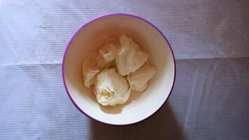 Shredded cabbage in a bowl photo