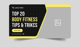 Everyday body fitness tips and tricks thumbnail banner design, fully editable eps 10 file format vector