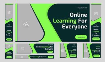 Best learning web set banner design, online education web bundle banner design, fully editable eps 10 file format vector