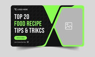 Trendy food recipe tips and tricks thumbnail banner design, restaurant food business idea techniques cover banner design, fully customizable eps 10 file format vector