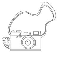 Camera and leaf line art vector