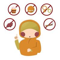prohibitions when fasting in the month of Ramadan karem vector