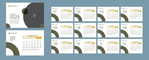 A modern, clean, and stylish calendar template for 2025 vector
