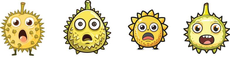 A set of four cartoon characters of a yellow and green vector