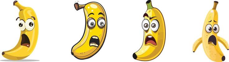 Bananas with different expressions vector