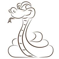 brown outline of a stylized snake symbol of 2025 vector