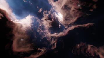 Traveling through Deep Space Nebula, beauty of universe, cloud of star. 3d render. video