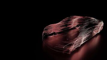 Animation of prototype modern super car in artistic style with rays of light around the shape. 3d render. Seamless loop. video