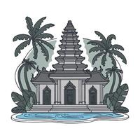 a temple with palm trees vector