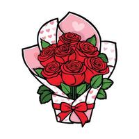 A bouquet of roses with hearts on it vector